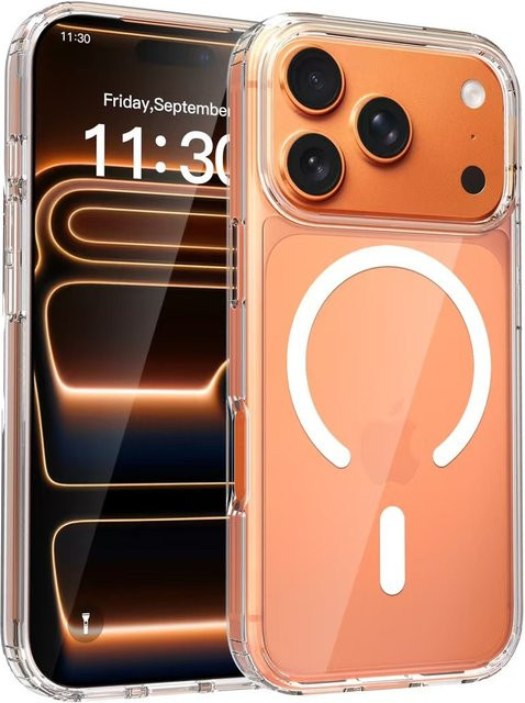 GERPALLI Magnetische Klarsichthülle für iPhone 18 17 Pro Max 16 15 14 13 mit MagSafe und Kamera-Steuerungstaste, Transparent, Stoßfest mit weichen Kanten und harter Rückseite - Bild 1
