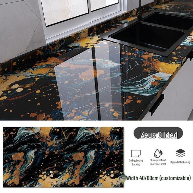 the BAY Küchenfliesen- und Arbeitsplatten-Aufkleber, wasserdicht und hitzebeständig, abstraktes Design, Multicolor, Breite: 60 cm, Länge: 5 m - Bild 1