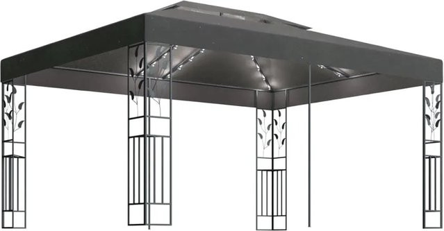 vidaXL Pavillon mit Doppeldach und LED-Lichterkette in Anthrazit, B/T: 4 x 3 m - Bild 1