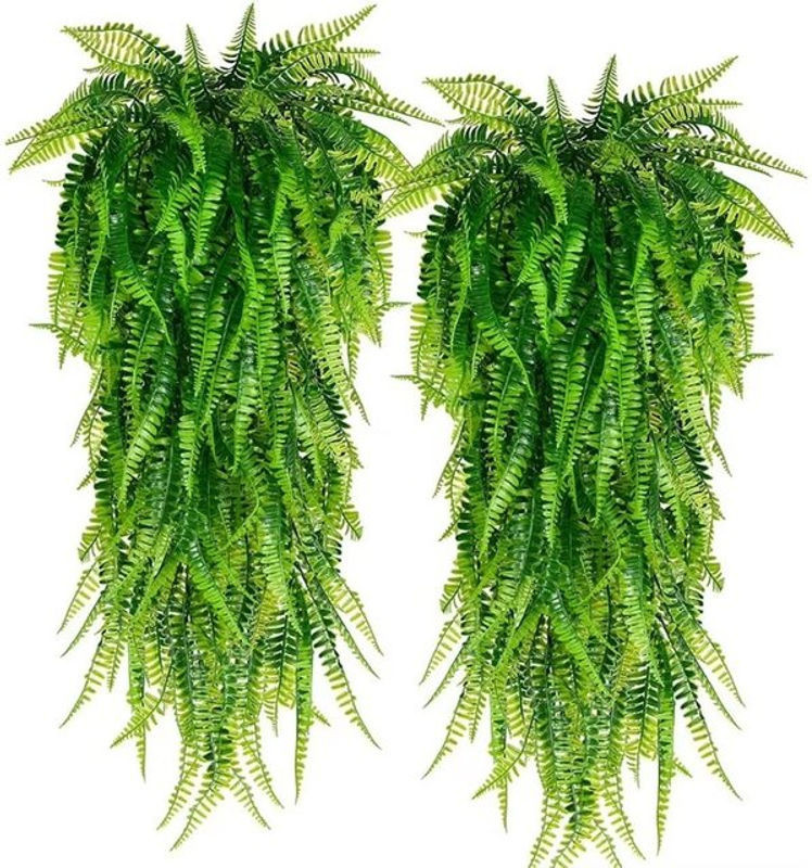 Künstliche Farnpflanze in Grün als hängende Ranke mit Blättern zur Wand- und Raumdekoration - Bild 1