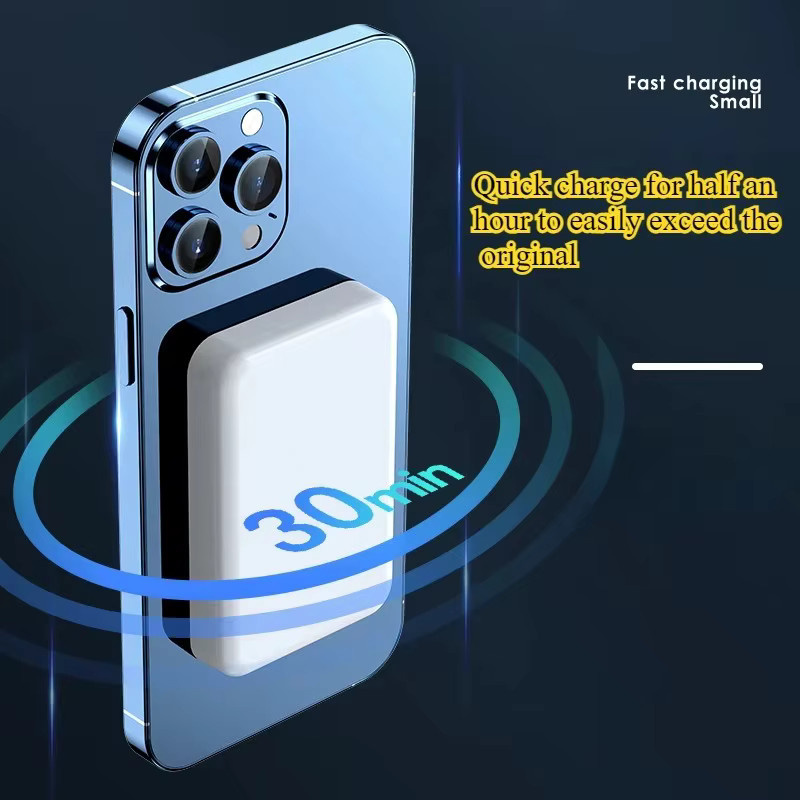 MagSafe-kompatible 20W Powerbank mit 10.000 mAh und Magnetverschluss in Weiß, kabelloses Schnellladen für iPhone 15 Pro Max und 16 Pro - Bild 4