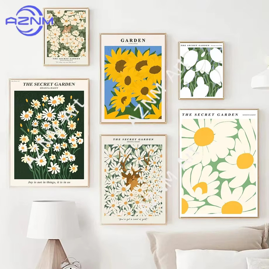 KAYOU Blumenmarkt Wandkunst, farbenfrohes Leinwandgemälde im nordischen Pflanzen-Design, botanische Illustration als dekoratives Wandbild in Mehrfarbig - Bild 1