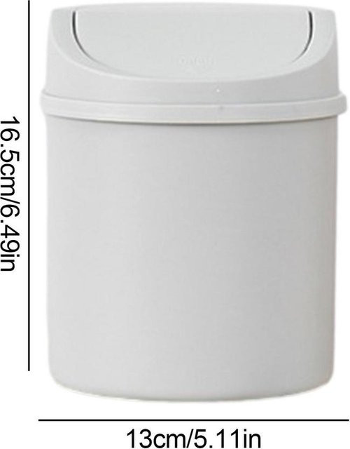 Mini-Abfalleimer mit Schwingdeckel für Schreibtisch und Büro, weißer Desktop-Mülleimer aus Kunststoff, B/T/H: 13,0 x 13,0 x 17,0 cm - Bild 1