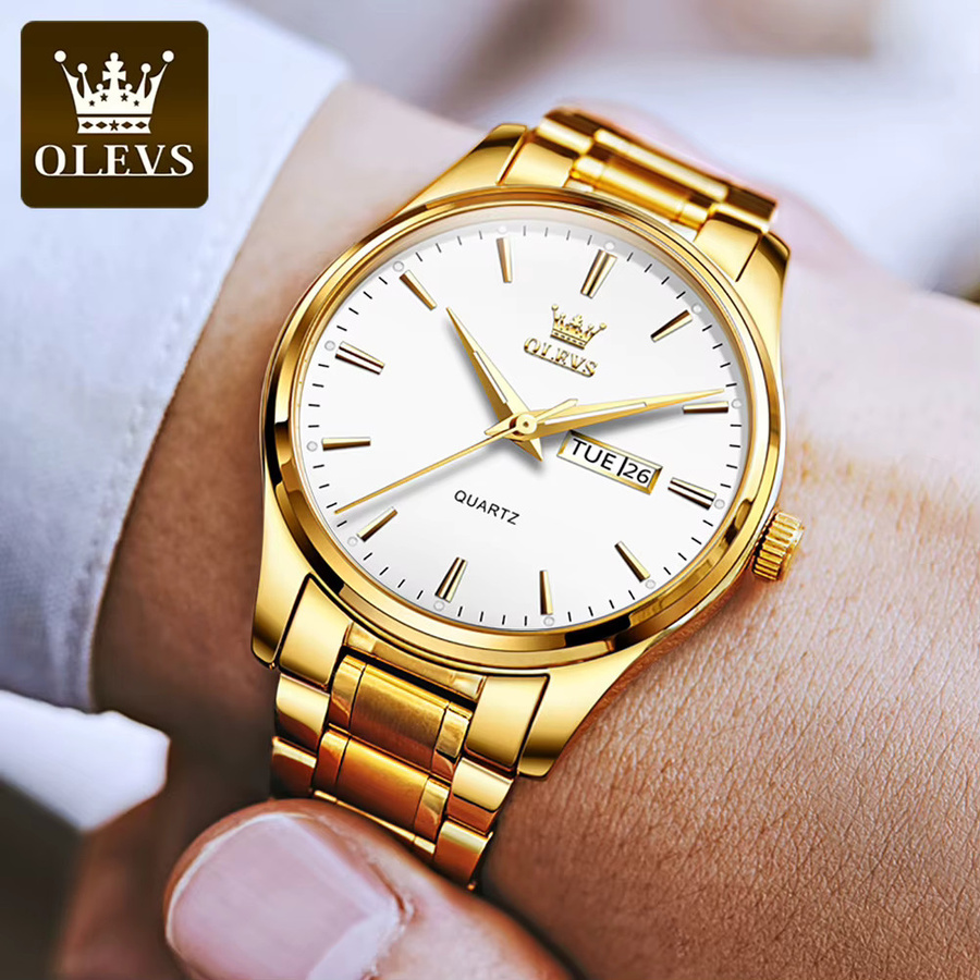 Olevs Armbanduhr Edelstahl, Gold, Analoguhr, Herren - Bild 3
