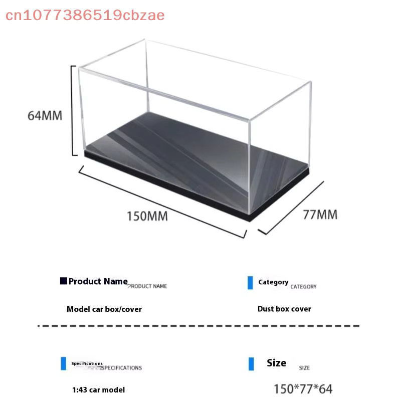 Transparente Acryl Display Box für 1/43 Diecast Modellautos, staubdichte Aufbewahrungsbox aus Kunststoff, Farbe: Transparent/Schwarz, B/T/H: 15,0 x 6,4 x 1,0 cm - Bild 2