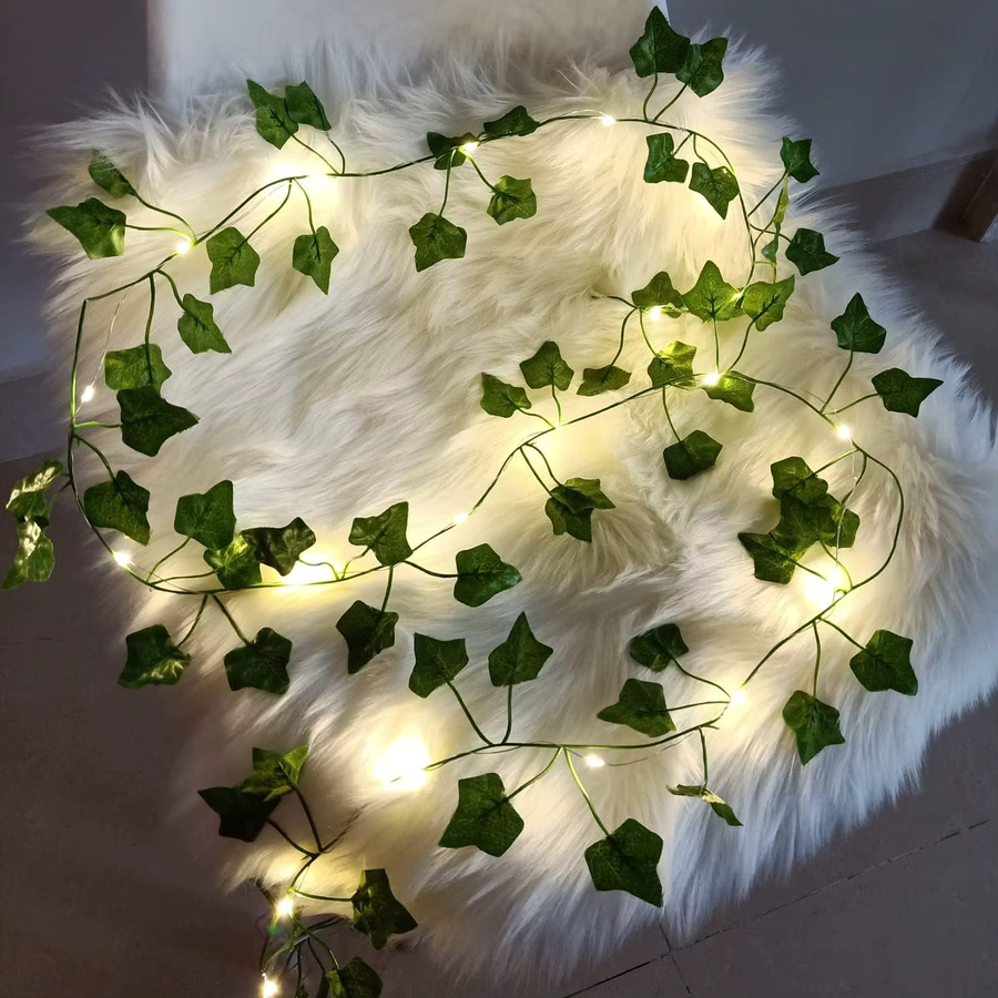 LED Lichterkette mit künstlicher grüner Rebe für Weihnachten, Hochzeit und Garten, warmweiß, Länge: 2 m - Bild 3