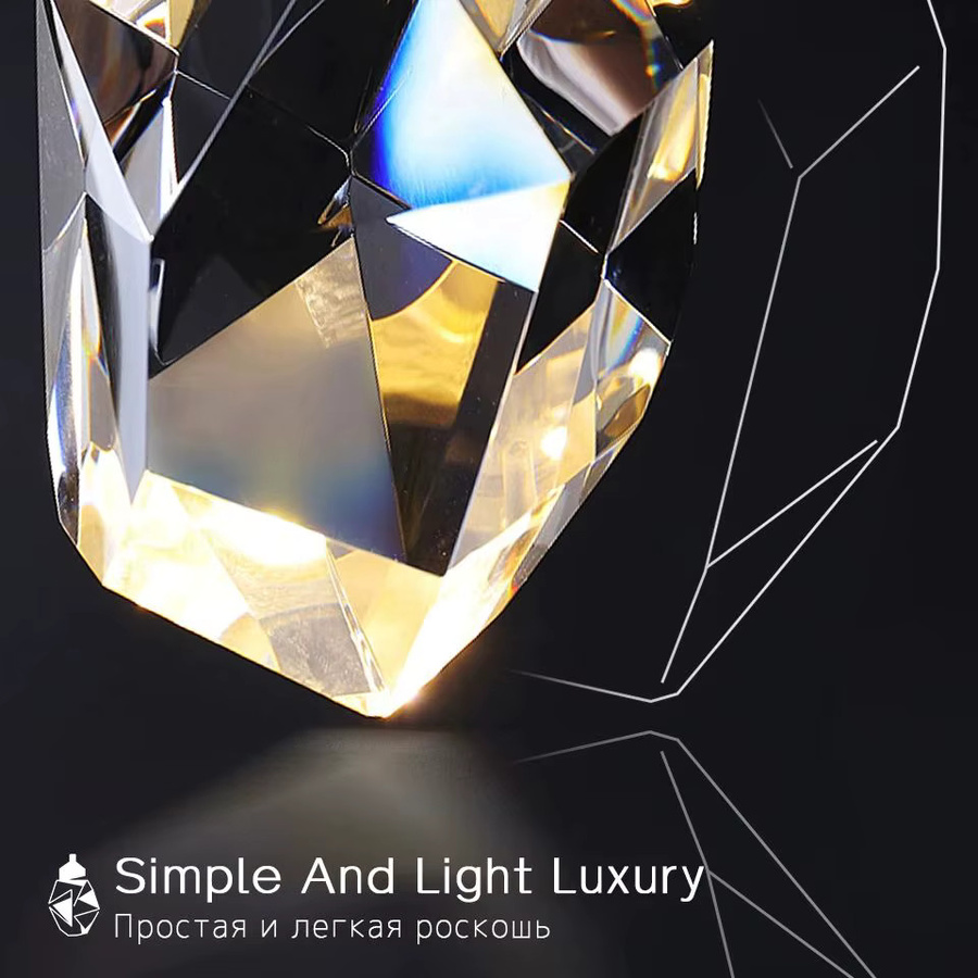 IRALAN Moderne Kristall und Stein Pendelleuchte in Gold/Messing mit warmweißem Licht für Wohnzimmer und Esszimmer - Bild 3
