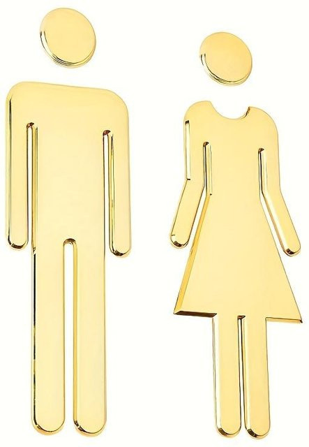 Selbstklebende Toilettentüraufkleber für Herren und Damen von Mellow Home in Gold - Bild 1