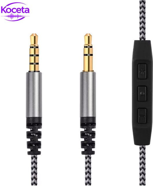 Koceta OFC On-Ear-Kopfhörerkabel HiFi-Audiokabel mit 3,5 mm Klinkenstecker in Grau, Länge: 1,5 m - Bild 1