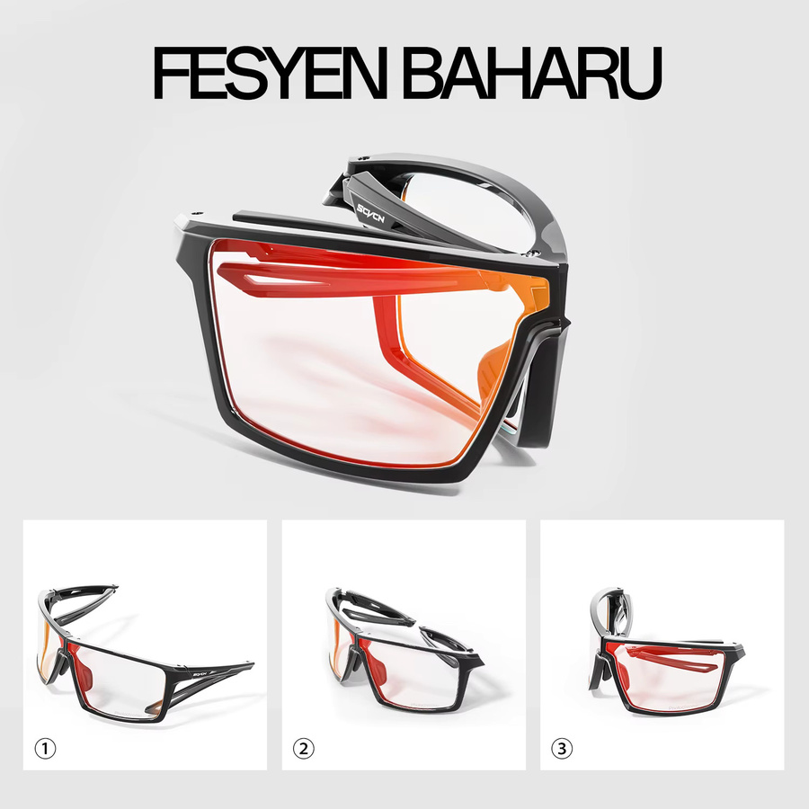 SCVCN Sportsonnenbrille Damen, Vollrand, Kunststoff, Schwarz, photochrom - Bild 5