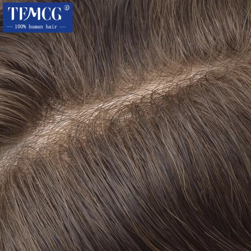 Haarprothese für Herren, 100 % Echthaar, V-Schleife, ultradünne Haut - Bild 4