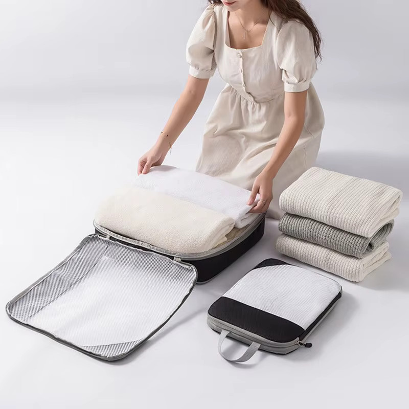 JETTING Reise-Kompressionstaschen Set aus Mesh und Stoff, Schwarz, 3er-Set oder 5er-Set zur Kleideraufbewahrung und als Reise-Organizer - Bild 2
