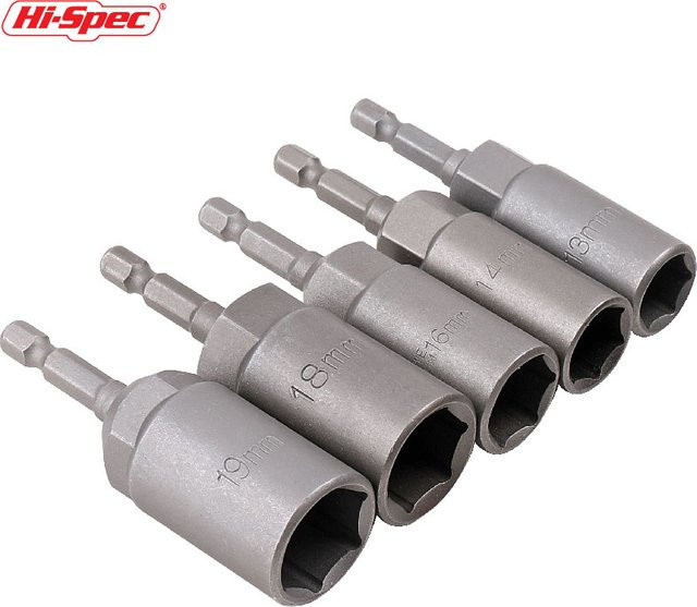 Hi-Spec Schlagschrauber-Adapter-Set 5,5–19 mm in Silber mit 1/4-Zoll-Sechskantschaft - Bild 1