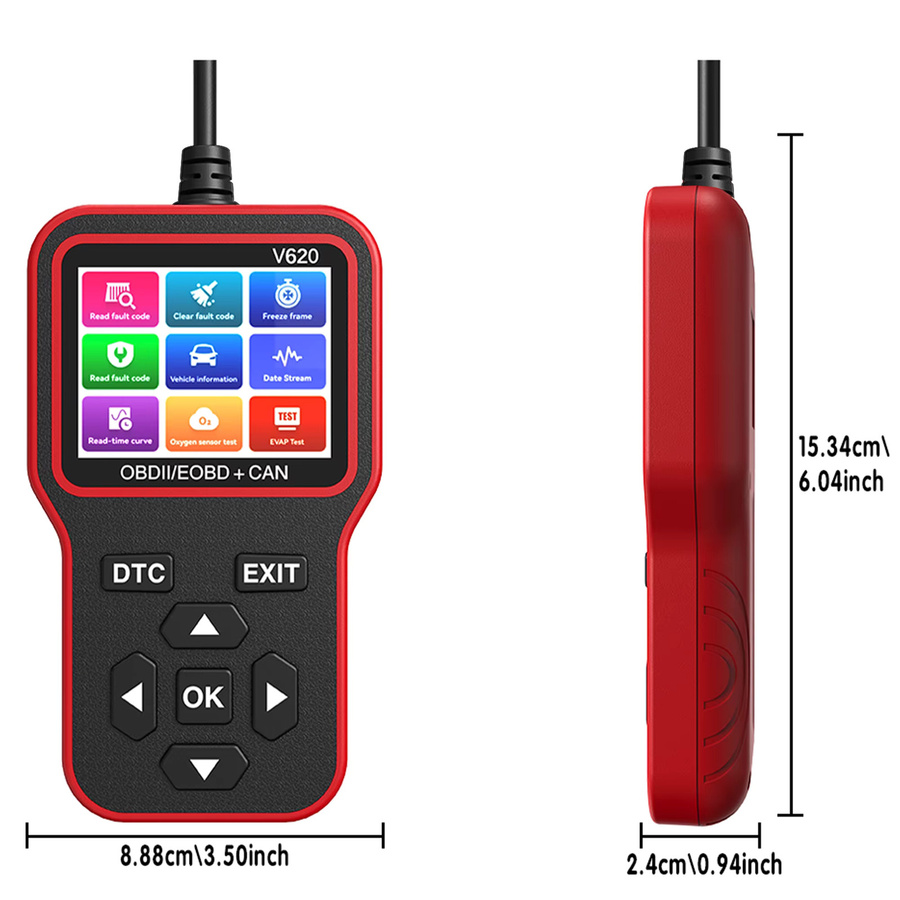 RUOGINSS OBD2-Scanner Diagnosetool in Rot mit Check Engine Light Code Reader, Reset-Funktion, Batterietester und Live-Daten-Anzeige - Bild 2