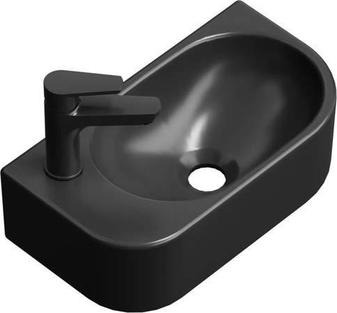 Emke Handwaschbecken aus Keramik in Mattschwarz, rechteckig mit linkem Wasserhahnloch, B/T/H: 40 x 21,5 x 12 cm