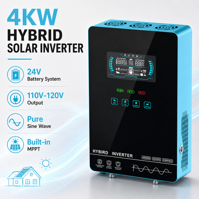 4000W Off-Grid Solar-Wechselrichter 24V Reiner Sinus-Hybrid-Wechselrichter 110V 120V mit MPPT-Solarladegerät für dein Zuhause - Bild 1