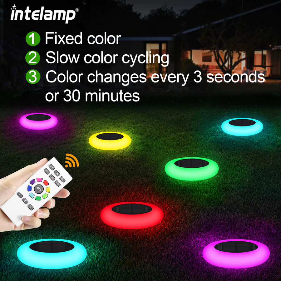 2er Packung intelamp Solarleuchten für den Außenbereich mit Fernbedienung, RGB Multicolour, IP65 wasserdicht, Schwarz - Bild 2