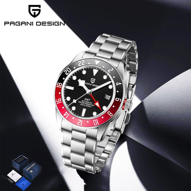 Pagani Design GMT Automatikuhr, Edelstahl, Silber, Herren - Bild 1