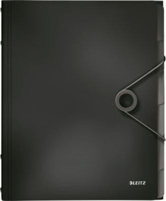 LEITZ Dokumentenmappe Solid DIN A4 mit 6 Fächern und 3 Schutzkappen in Schwarz - Bild 1