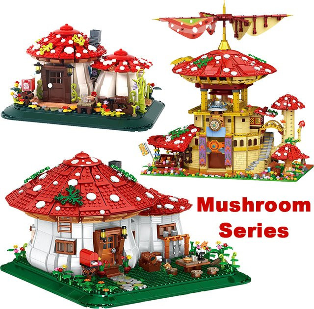 ZHE GAO BLOCKS Kreatives Märchen Pilz Haus Architektur-Set aus Mini-Bricks in Mehrfarbig - Bild 1