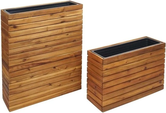 2er-Set Pflanzkasten MCW-L21 aus Akazienholz in Braun als Hochbeet oder Blumentopf für den Outdoor-Bereich - Bild 1
