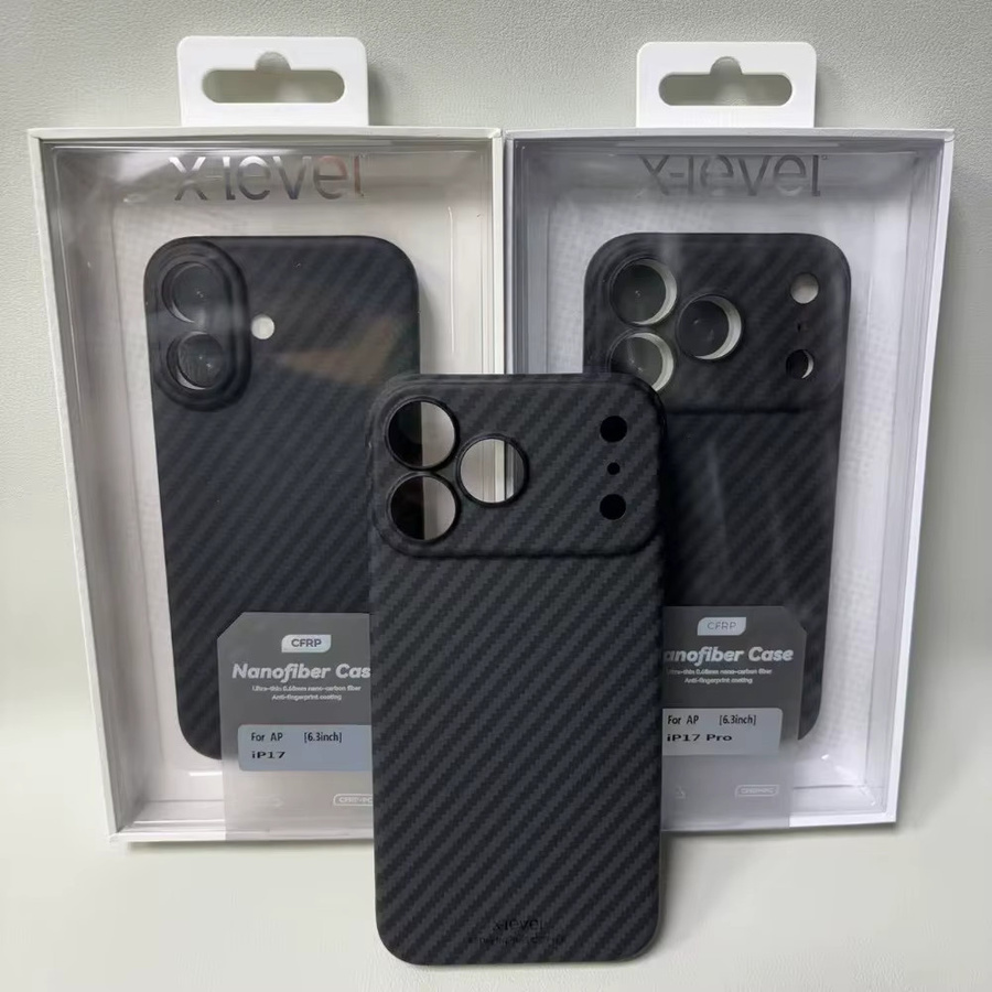 X-Level Kohlefaser Hülle für iPhone 17 Pro Max in Schwarz, leichte und stoßfeste Schutzhülle mit Anti-Fingerabdruck-Beschichtung - Bild 2