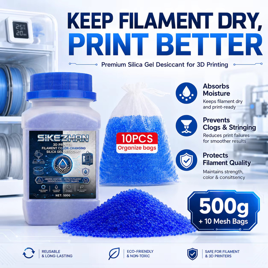 jaysuing Silikagel Trockenmittel für 3D-Drucker Filament, blau, 500 g, mit 10 Netzbeuteln zur Feuchtigkeitsaufnahme für PLA PETG ABS TPU - Bild 2