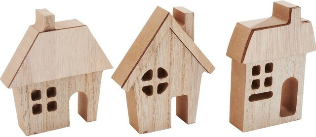 VBS Häuser-Silhouetten Mini aus MDF-Holz in Beige für die Weihnachtsdekoration B/H/T: 10,0 x 2,2 x 3,0 cm - Bild 1