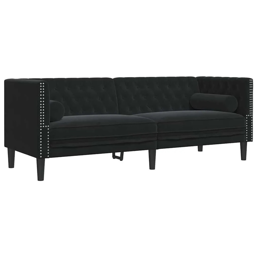 vidaXL Chesterfield Sofa aus Samt in Schwarz B/T/H: 194 x 74,5 x 70,5 cm - Bild 2