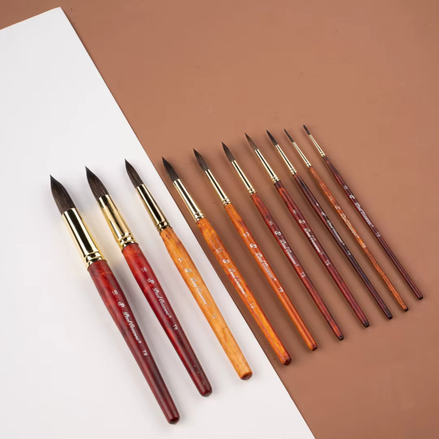 Professioneller Rundpinsel mit gemischtem Haar aus Holz für Aquarellstifte, Wasserkreide und Kunstbedarf - Bild 5