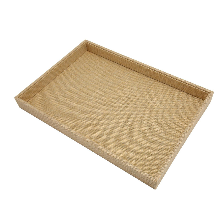 TOMTOP JMS Schmuck Präsentations Tablett aus Verbundholz und Leinen als stapelbarer Schmuck Organizer für Halsketten und Schaufenster Display - Bild 2
