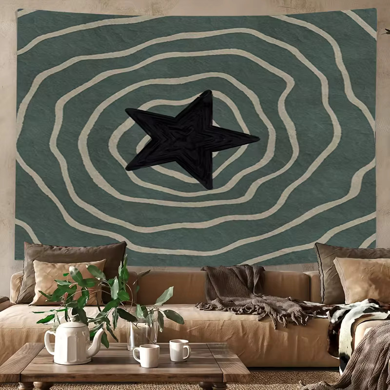 VIKAMA Wandteppich im skandinavischen Stil mit geometrischem Sternmuster, Mehrfarbig, Breite: 60 cm, Höhe: 40 cm - Bild 3