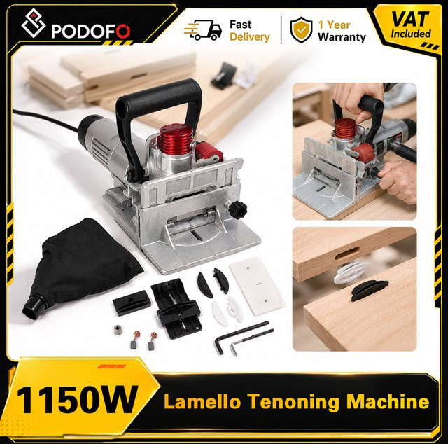 Podofo Lamello Biskuitfräse 1150W mit 7 mm Schneidklinge zur unsichtbaren Zapfenfräsung und Holzbearbeitung - Bild 1