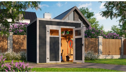Weka Gartenhaus Batu 1,5 Log Cabin mit Flachdach in Dark Grey, B/T: 250 x 200 cm - Bild 3