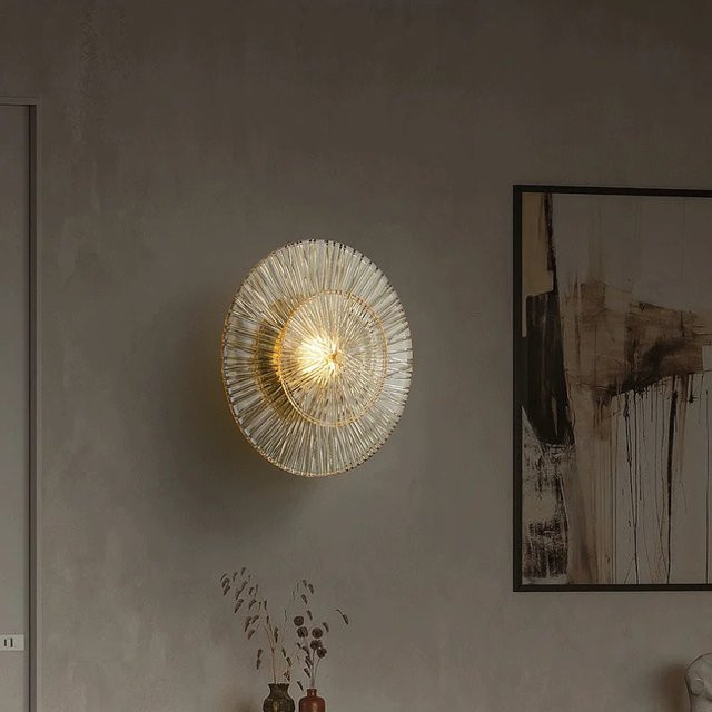 Claeted Lausanne Moderne Wandleuchte aus Glas in Gold und Transparent für Wohnzimmer, Schlafzimmer und Flur - Bild 1