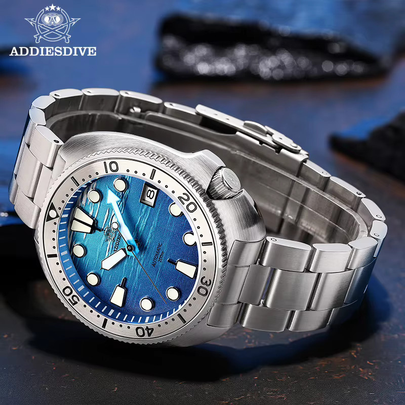 ADDIESDIVE Armbanduhr, Automatik, Edelstahl, Blau, Saphirglas, Herren - Bild 3