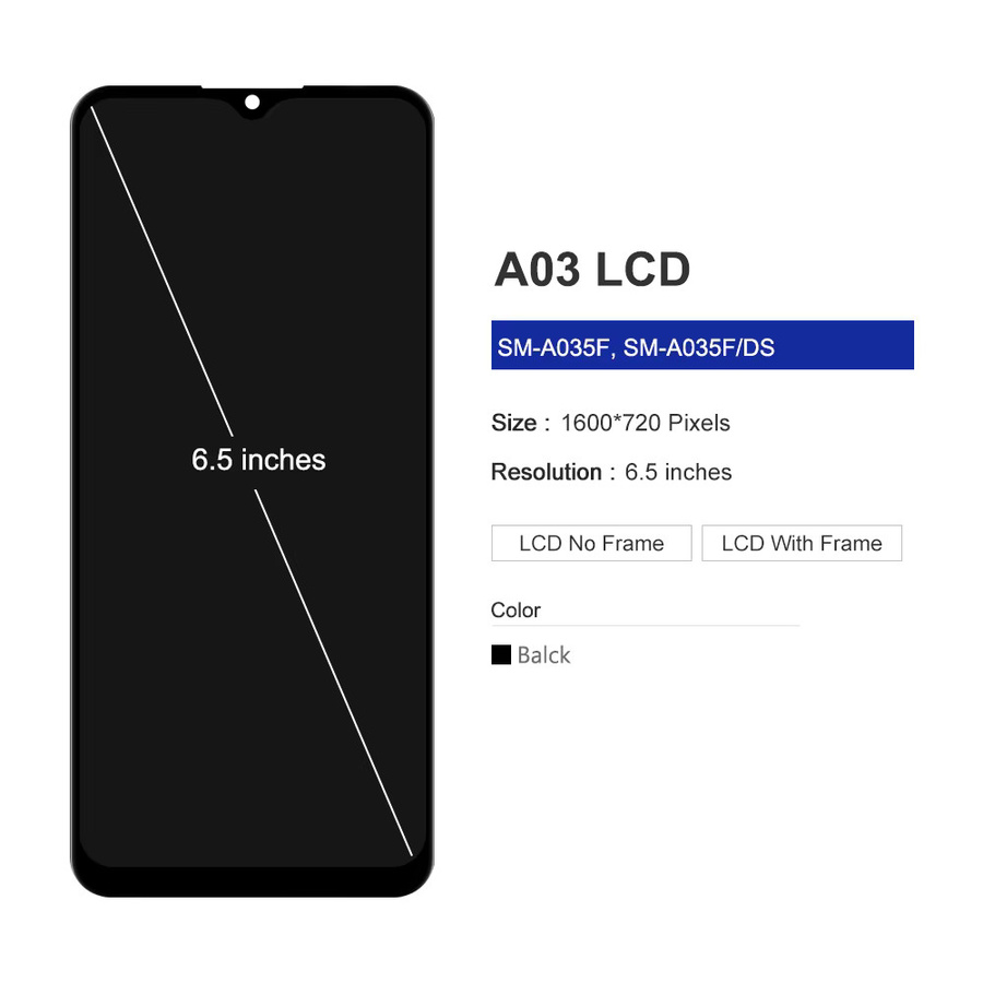 Samsung A03 LCD Display Touchscreen Digitizer Montage Ersatzteil in Schwarz für SM-A035F/DS und A035M mit 6.5 Zoll - Bild 2