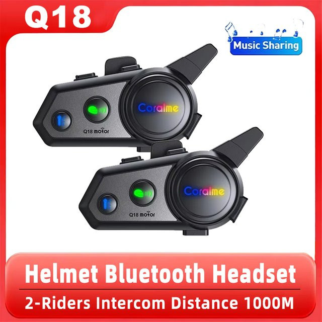 XINOWY Q18 Motorradhelm-Headset Bluetooth-Gegensprechanlage für 2 Personen, IPX6 wasserdicht, Schwarz - Bild 1