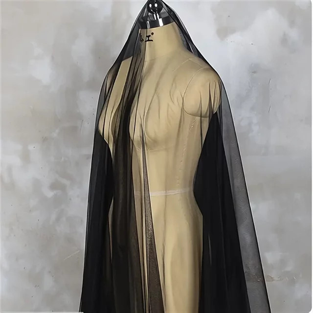 Weicher Tüll Mesh Stoff in Schwarz für DIY Hochzeit und Kleidung, Breite: 160 cm - Bild 1