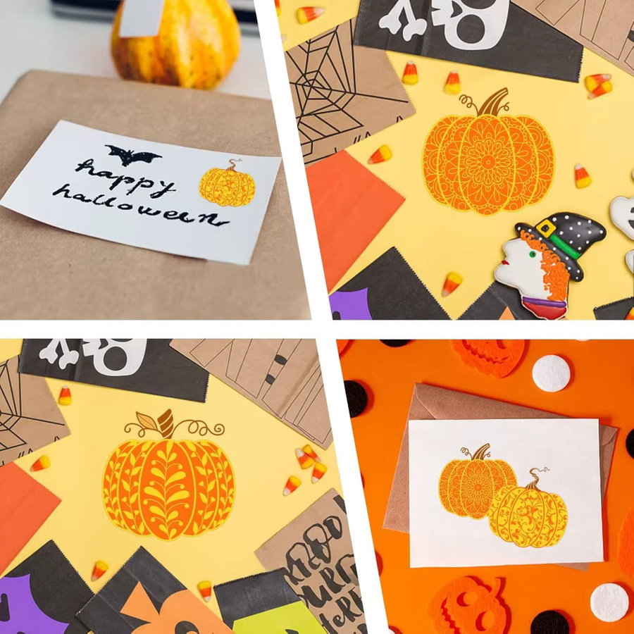 Transparenter Silikon-Stempel mit Halloween-Kürbis und Herbstmotiven für Bastelarbeiten - Bild 3