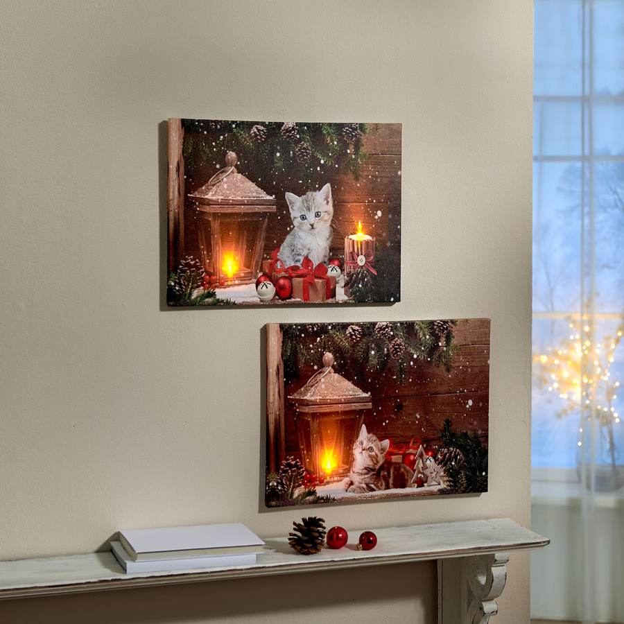 Viva Domo LED-Wandbild Canvas in Multicolor mit abstraktem Tier- und Weihnachtsmotiv im rustikalen Stil - Bild 3