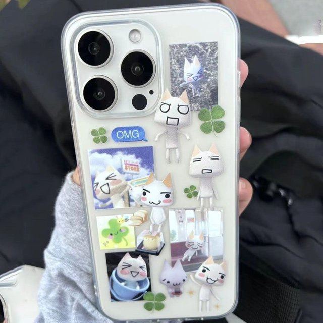 INS Toro Inoue Katze Handyhülle für iPhone 16 15 14 13 12 11 Pro Max Mini X XR XS Max Plus 7 8 Transparent Weiche TPU-Rückseite - Bild 1