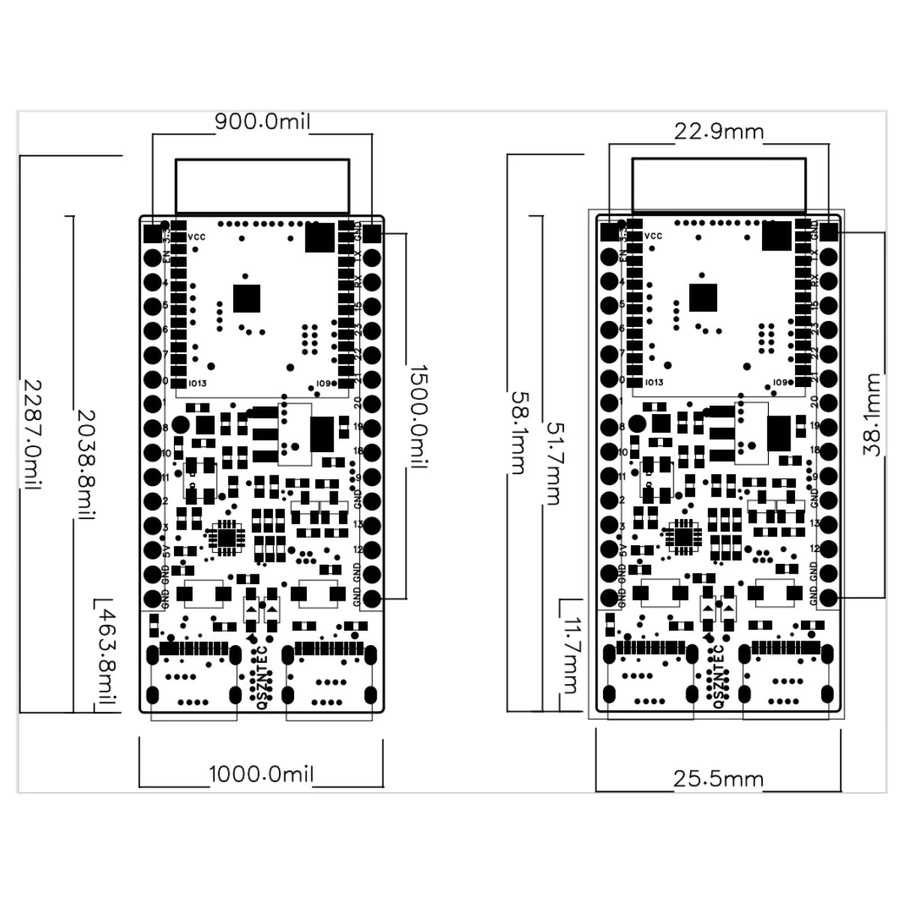 QSZNTEC ESP32-C6 N4 Entwicklungsboard mit Wi-Fi 6, BLE und Zigbee, USB-C Anschluss, Schwarz - Bild 3