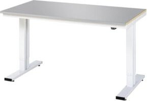 Rau Werktisch Adlatus elektrisch höhenverstellbar mit Edelstahlbelag, silber/lichtgrau, B/T/H: 150 x 80 x 72-112 cm - Bild 1