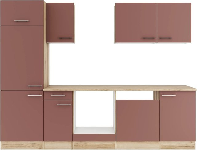 OPTIFIT Bari407 Küchenzeile in Rostrot mit modernem Design und melaminbeschichteten Qualitätsspanplatten, Breite: 270 cm - Bild 1