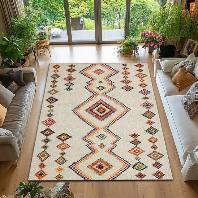 Lodestar Teppich mit ethnischem Retro-Boho-Druck, rutschfest und abriebfest, bunt, B/T: 80 x 50 cm - Bild 1