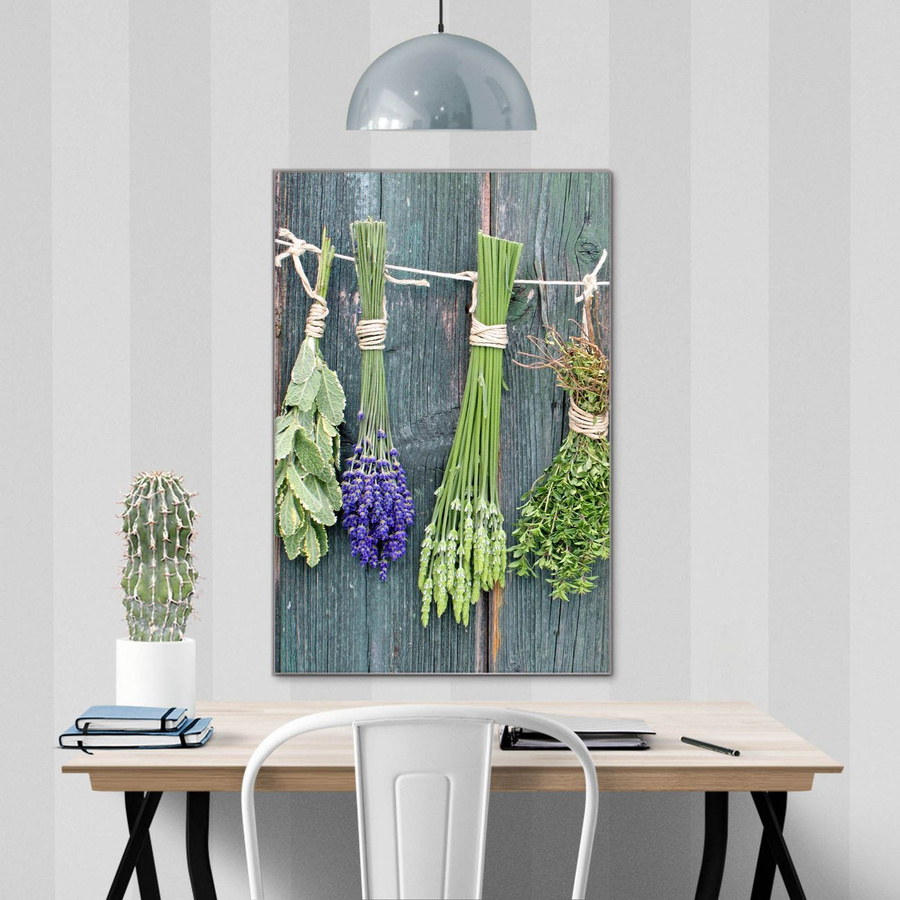banjado Glas Magnettafel Motiv Acht Kräuter, Hochformat, Mehrfarbig, B: 50 cm, H: 75 cm - Bild 1