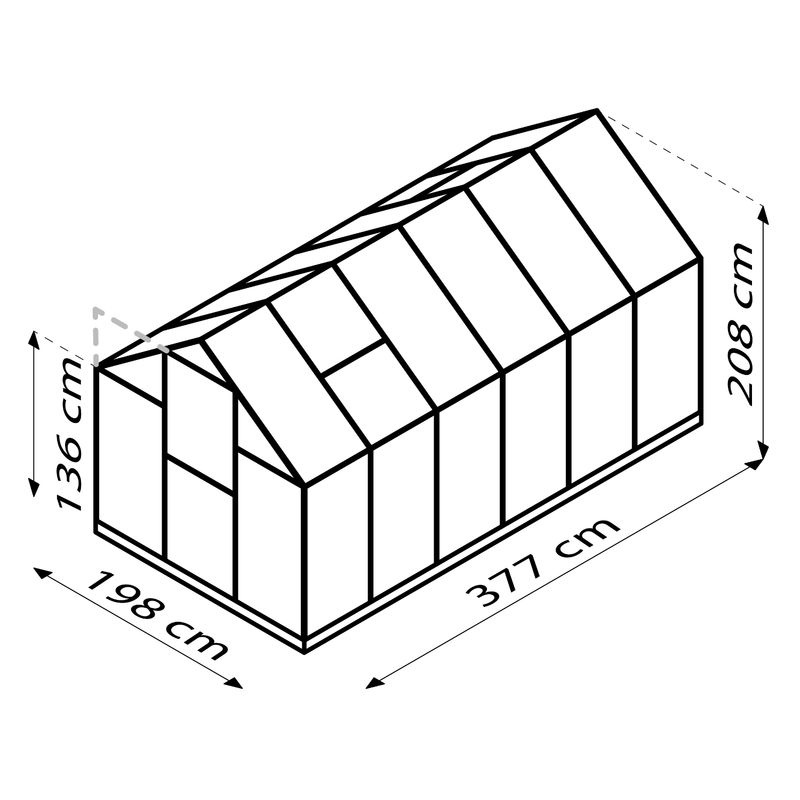 Vitavia Gewächshaus Eos in Schwarz mit Polycarbonat-Platten und Schwingtür, B/H/L: 197,7 x 195,9 x 377,1 cm - Bild 2