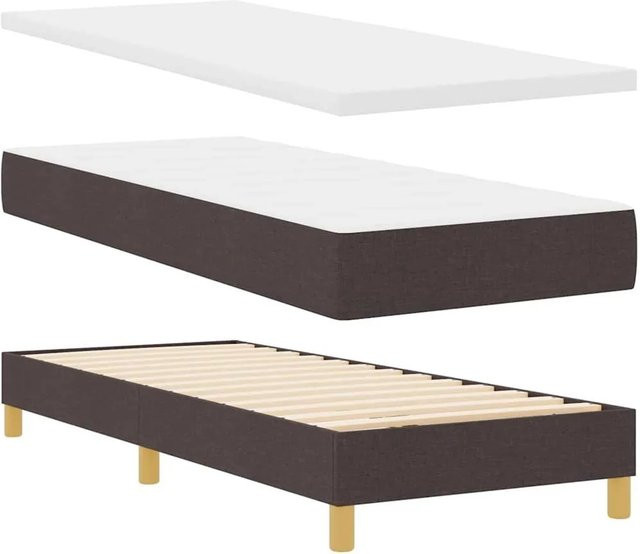 vidaXL Boxspringbett mit Matratze aus Stoff in Braun, B/T/H: 80 x 200 cm - Bild 1