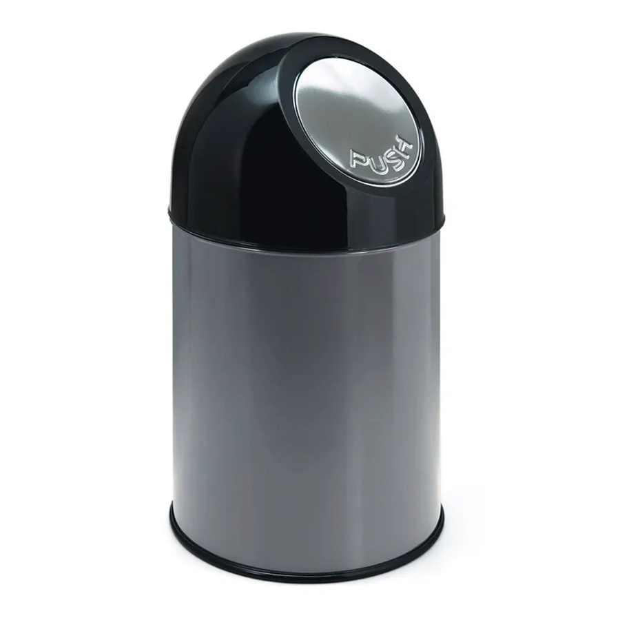 PROREGAL Klassischer Abfallbehälter mit Pushdeckel aus Metall in Grau, H x B x T: 56 x 31 x 31 cm, 31 Liter - Bild 2